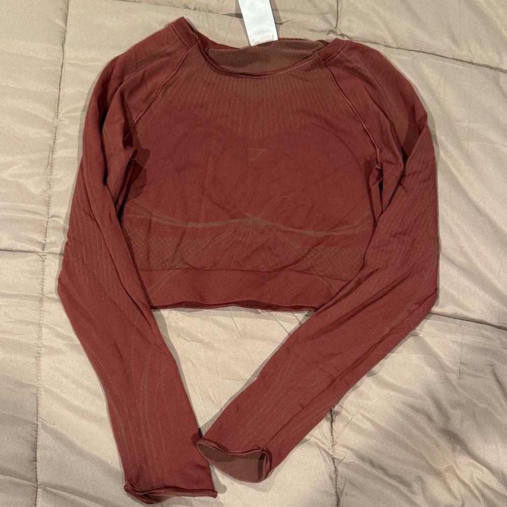 Gymshark Long Sleeve Crop Top - Rust Brown